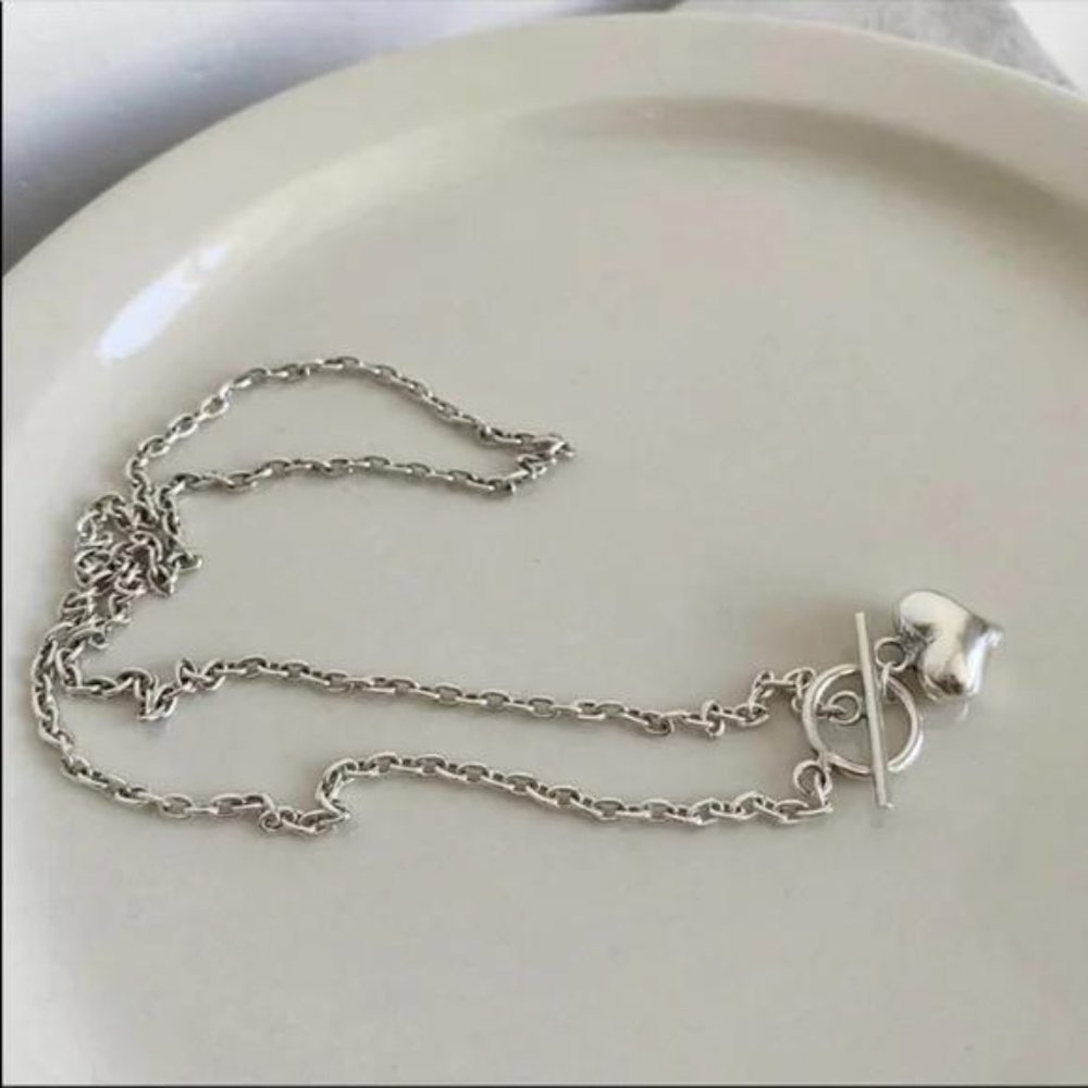 18” HEART 925 STERLING SILVER LINK CHAIN NECKLACE, NICE NECKLACE, CUTE NECKLACE - Picture 4 of 6
